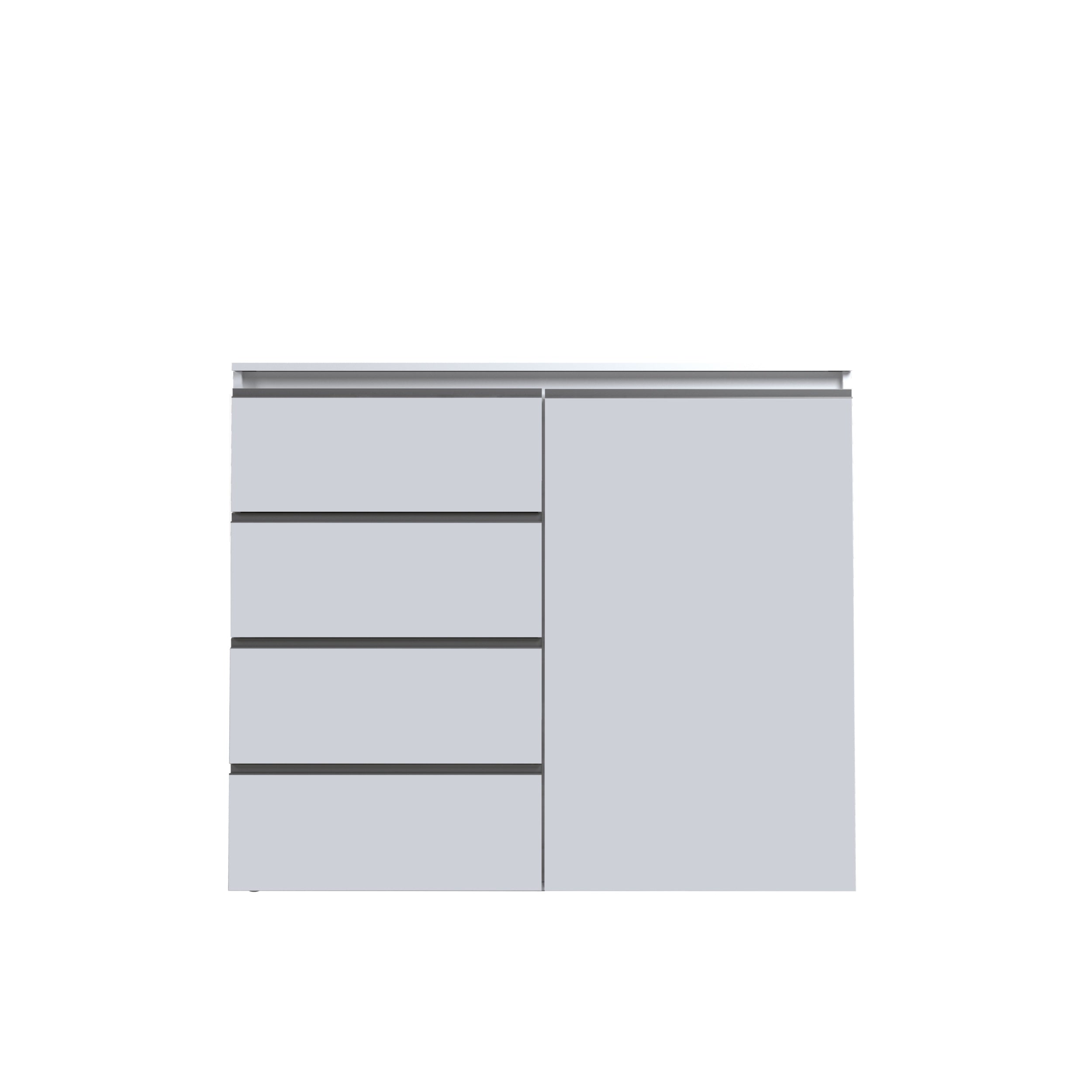 Credenza a cassettiera Magic 1 anta e 3 cassetti bianco lucido 120x40x105 cm