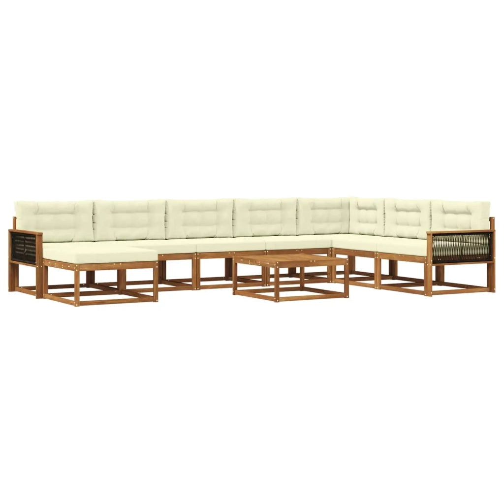 Set di divani da esterno con cuscino 9 pcs Naturale e Crema