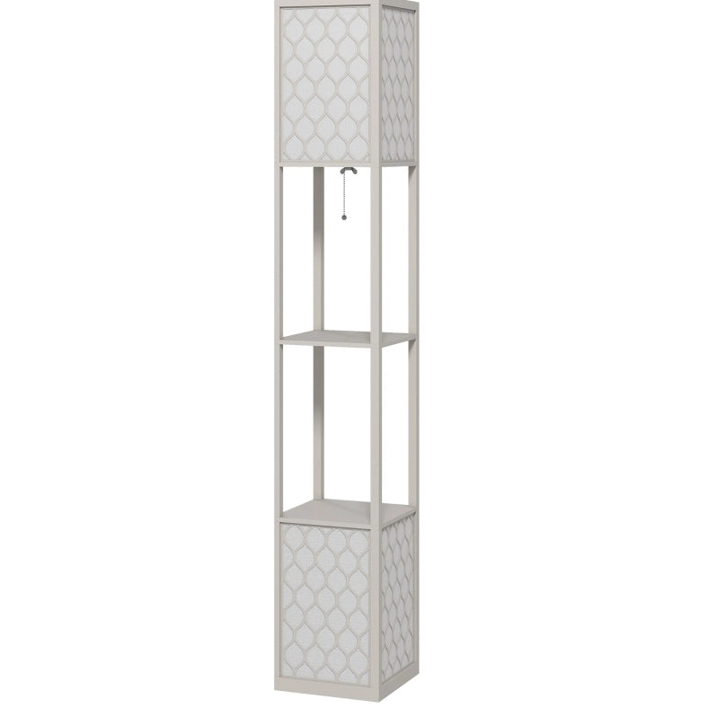 Lampada da terra moderna con 2 ripiani grigio chiaro, 26 x 26 x 156 cm