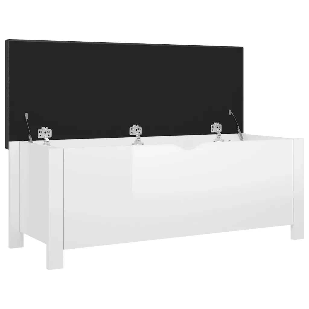 Contenitore con Cuscino Bianco Lucido 105x40x45cm Multistrato 326774