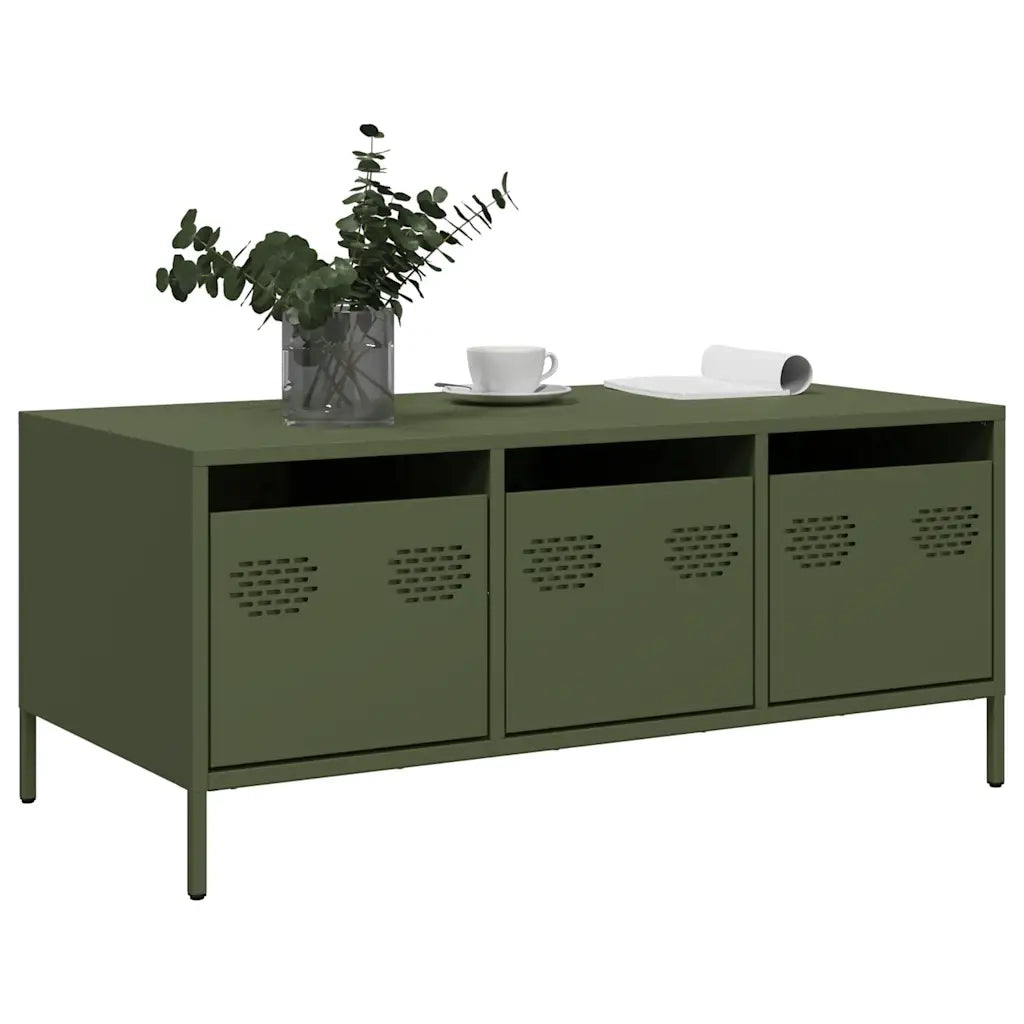 Tavolino-Tavolino da soggiorno-Tavolo Verde Oliva 101,5x50x43,5 cm Acciaio Laminato a Freddo 513260