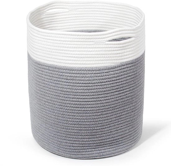 Scatola per la lavanderia in cotone, 30L, con maniglie, 34*40cm, con coperchio per coperte, giocattoli, peluche e abbigliamento (grigio, H40)