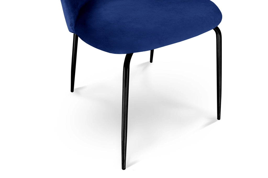 Set di 2 sedie da pranzo imbottite in velluto blu piede nero – Nicole - SD07NIPN