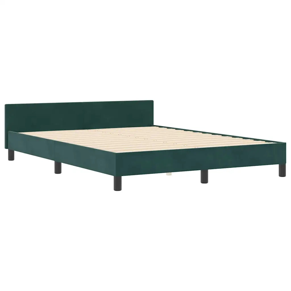 Letto a molle con testiera Verde Scuro 140 x 200 cm Velluto