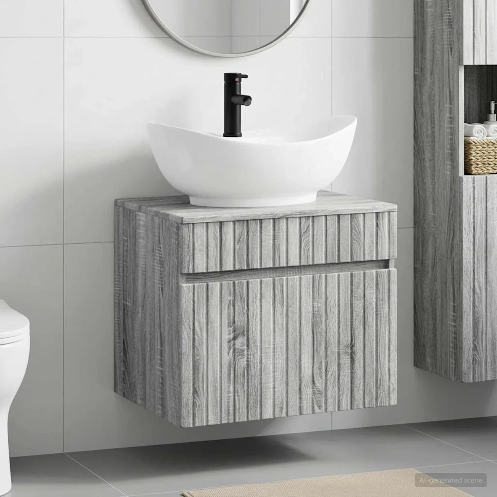 Set di mobili per il bagno Sonoma grigio Legno ingegnerizzato 3404316