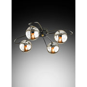 PLAFONIERA KARIN 4 LUCI E27 D.60XH20CM NERA / ORO