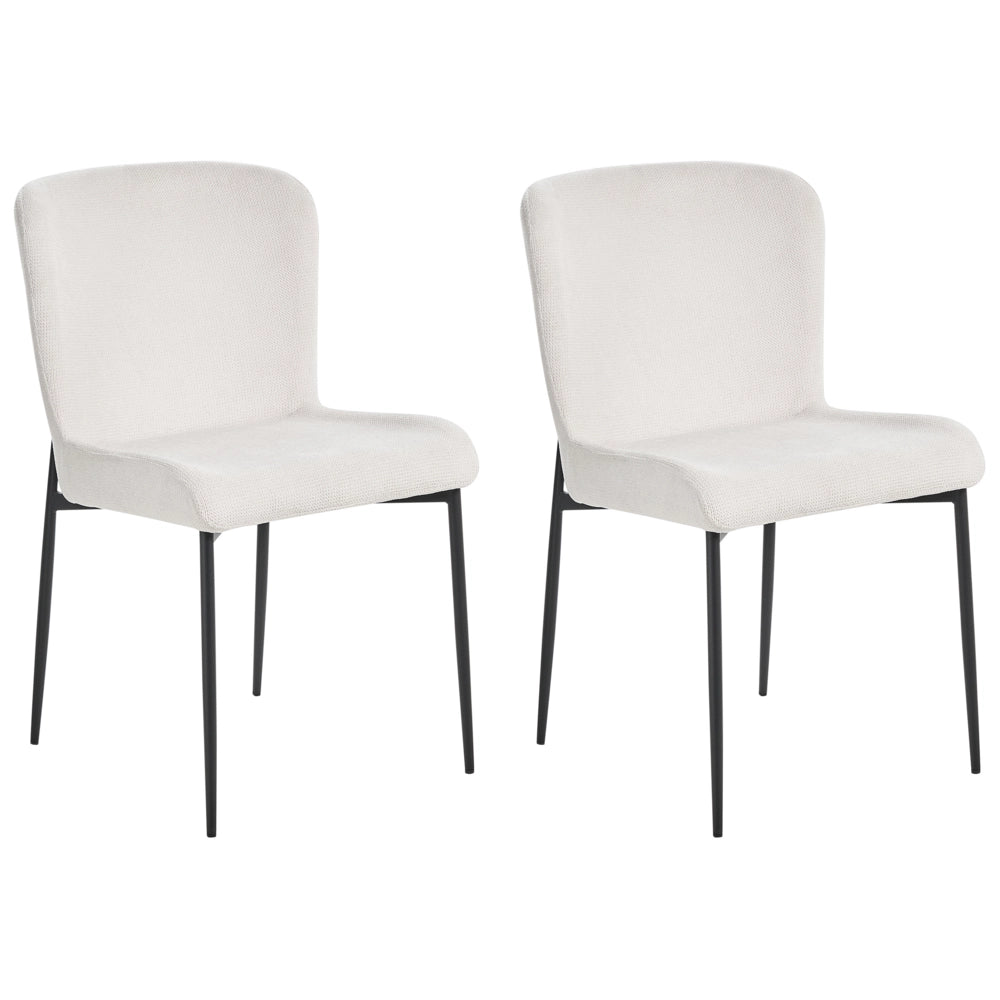 Set di 2 sedie da pranzo in tessuto poliestere con texture a maglia bianco soggiorno e camera da letto