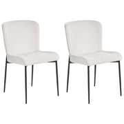 Set di 2 sedie da pranzo in tessuto poliestere con texture a maglia bianco soggiorno e camera da letto