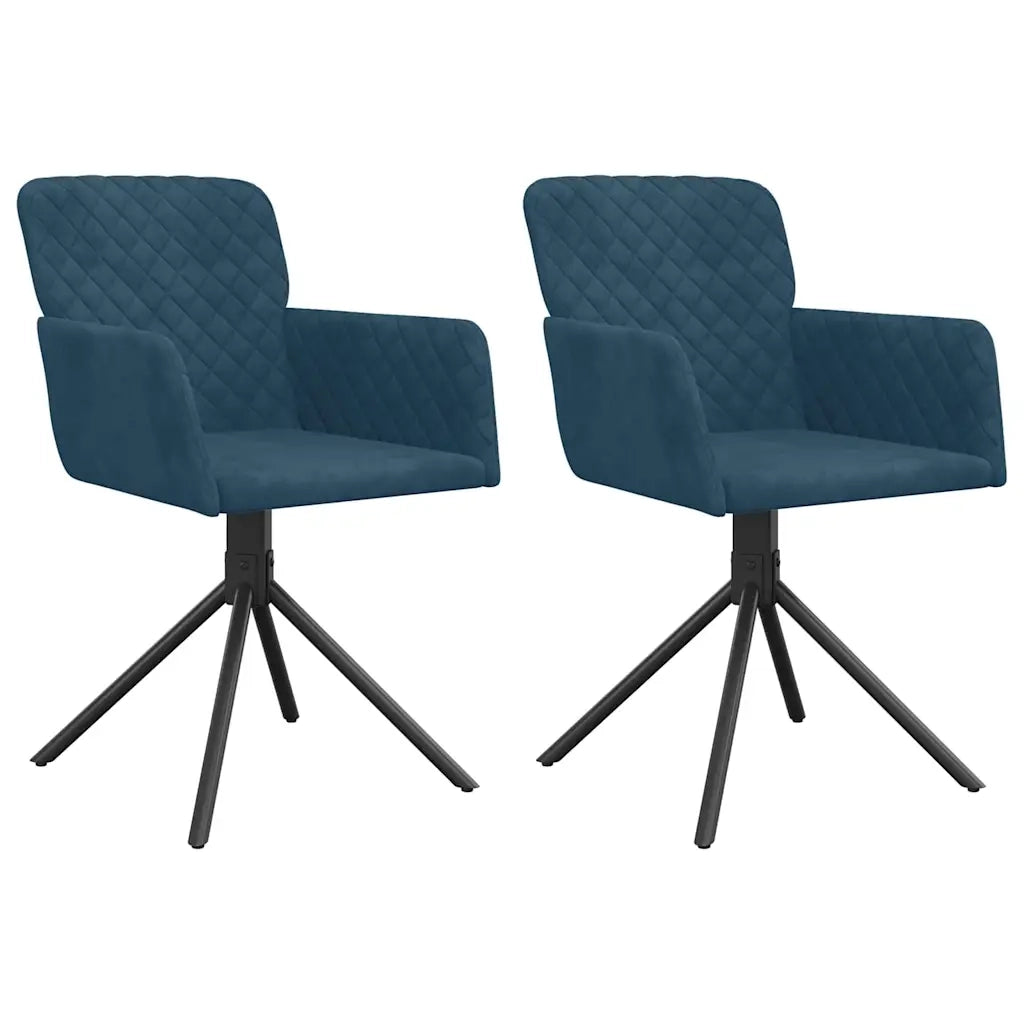 Sedie da Pranzo Girevoli 2 pz Blu in Velluto 344789