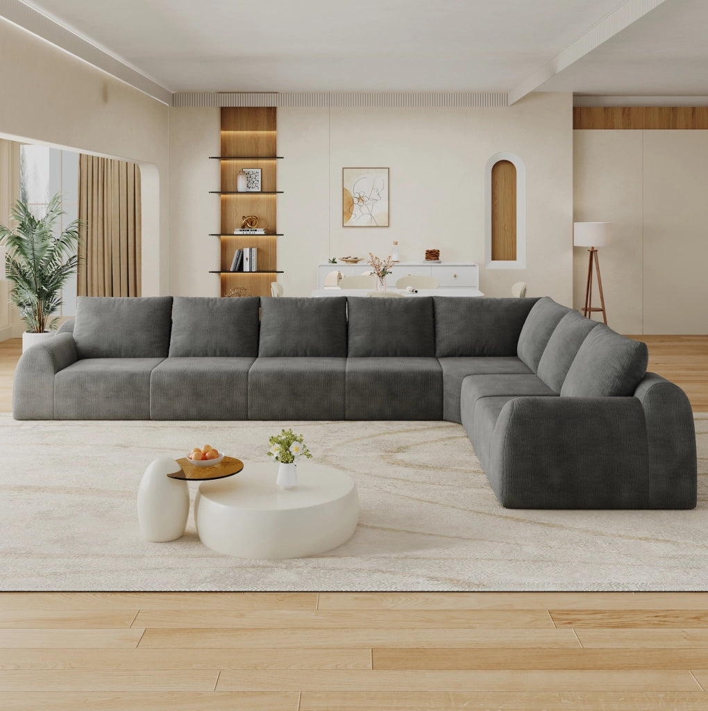Divano in ciniglia 401x267x85 cm, grigio scuro, senza montaggio