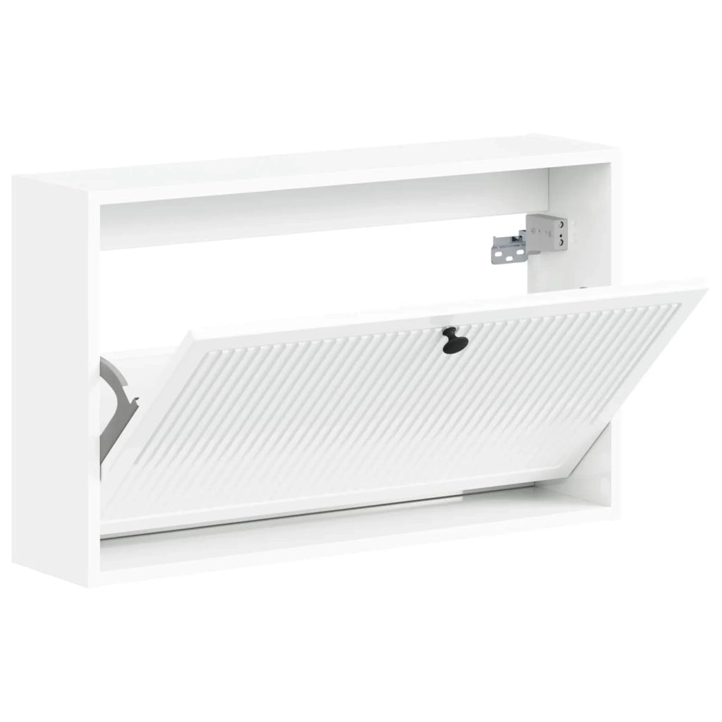 Mobiletto per Scarpe da Muro EDE 71 x 17 x 43 cm Bianco Lucido 895969