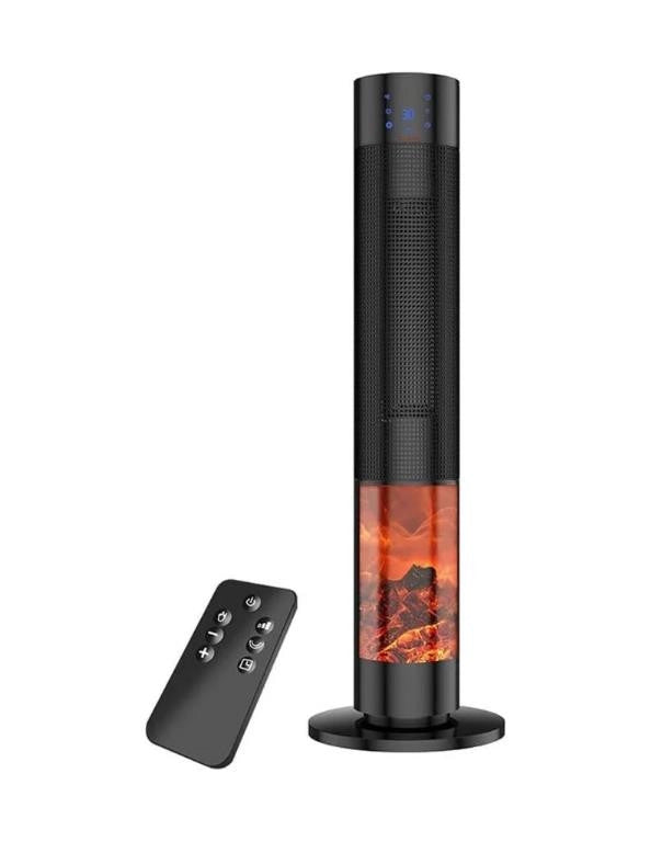 Stufa Elettrica Effetto Camino Ceramico con Telecomando e Timer 2000 Watt