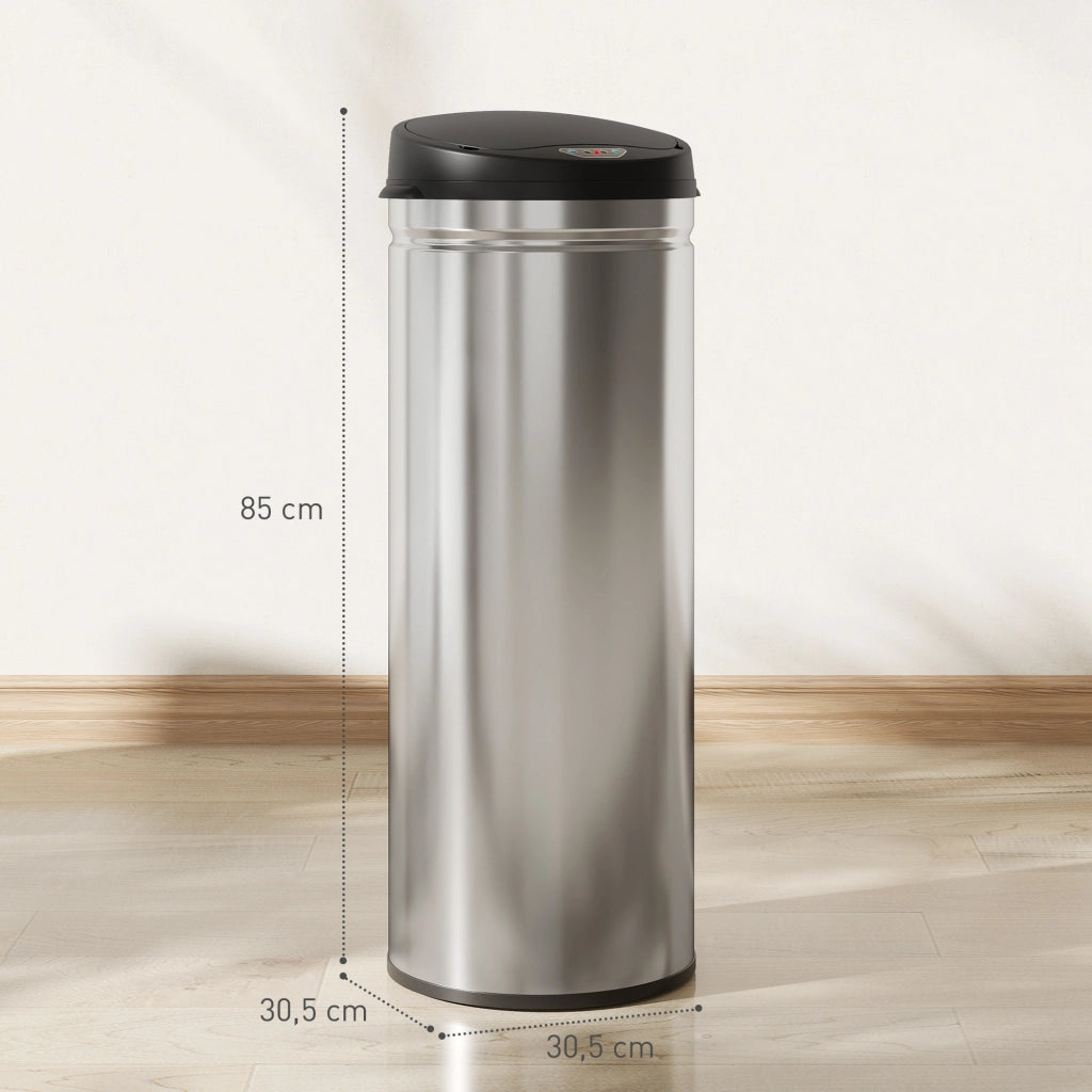 Bidone per Cucina Automatico 50L ¨C zephmum ¨C Acciaio Inossidabile Argento 30.5x30.5x85cm