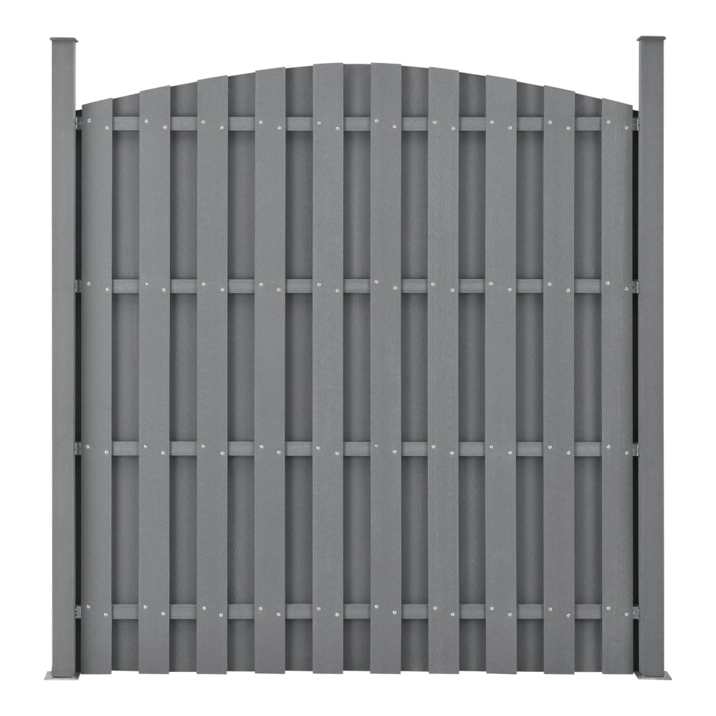 Set di 2 Pannelli Steccato ad Arco con Doghe in WPC e Base in Acciaio (AxL)185x376 cm - Grigio NEU.HOLZ