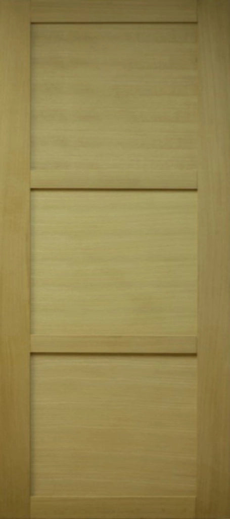 Porta scorrevole a 3 pannelli impiallacciata Ayous H204 x L93 + con guida in alluminio + 2 gusci installati