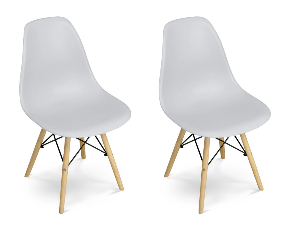 Sedia in plastica grigia con gamba, piede in legno (2 pz) - SD01NOPL