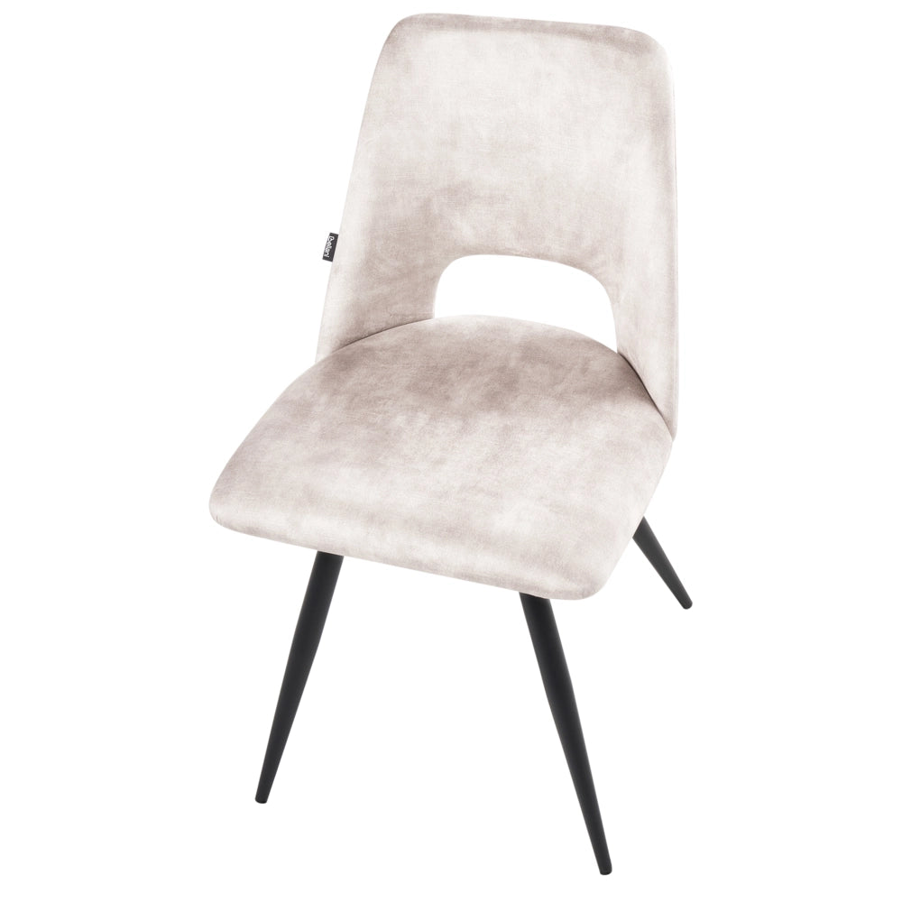 Set di 2 sedie da pranzo in velluto beige chiaro con gambe in ferro nero girevoli a 180° moderne sedie imbottite