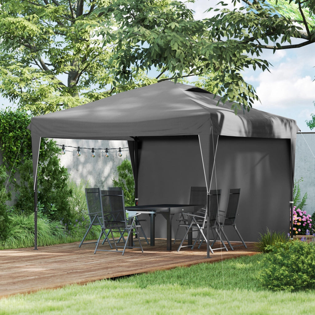 Gazebo da giardino pieghevole con parete laterale ¨C zephmum ¨C acciaio tessuto Oxford