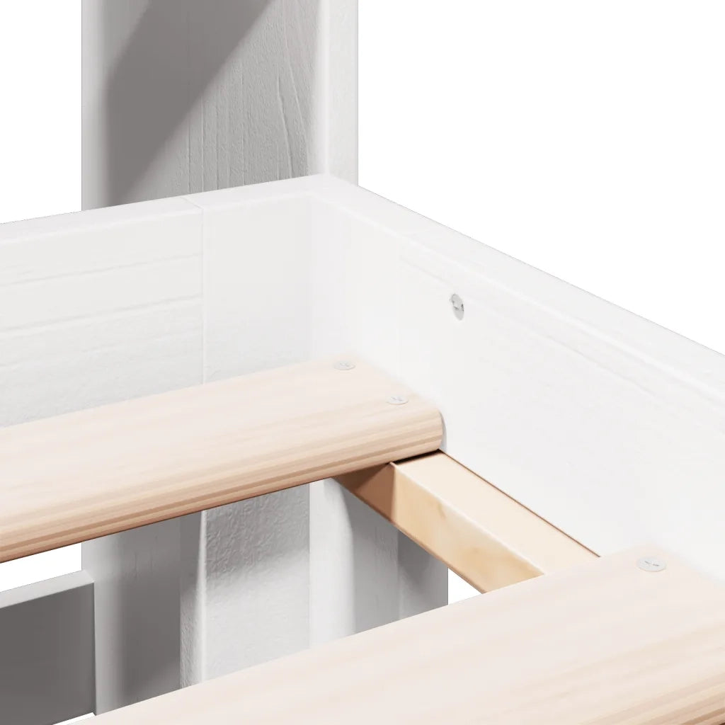 Letto Libreria senza Materasso Bianco 150x200 cm Legno di Pino