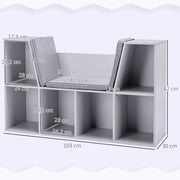 Libreria per bambini con 6 scomparti e cuscini, 103 x 30 x 62 cm, grigia