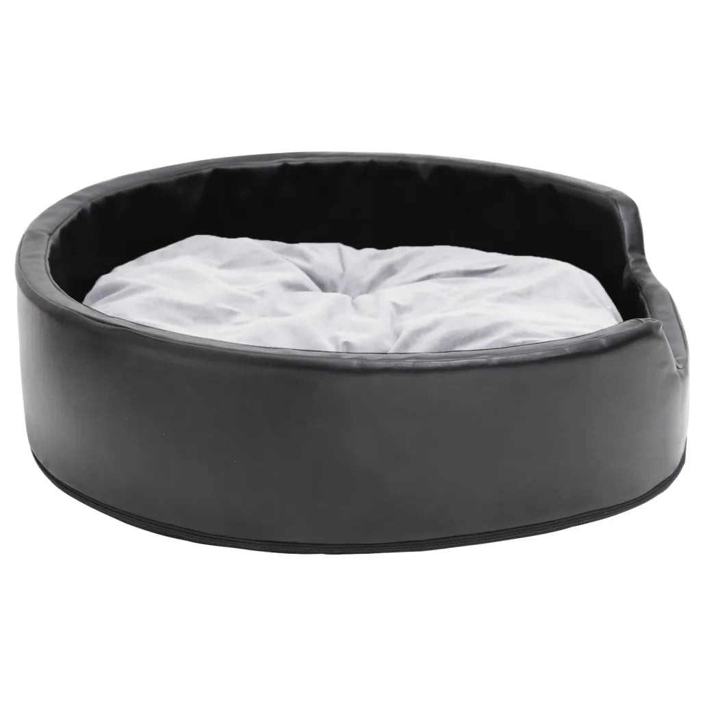 Lettino per Cani Nero e Grigio 79x70x19 cm Peluche e Similpelle cod mxl 53971