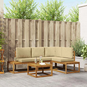 Set di divani da esterno con cuscino 5 Pezzo Naturale e Beige 3366956