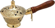 Piatto di incenso con maniglia in legno per incenso incenso mistura di incenso contenitore di incenso in ottone oro massello artigianale decorazione esoterismo