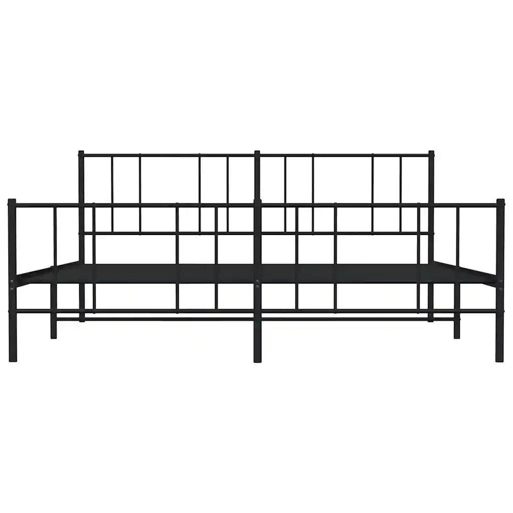 Giroletto con Testiera e Pediera-Struttura Letto Metallo Nero 183x213 cm 711214