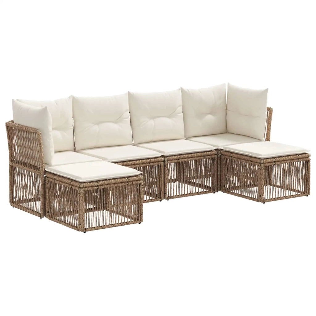 Set Divano da Giardino 6 pcs Beige polyrattan 3434304