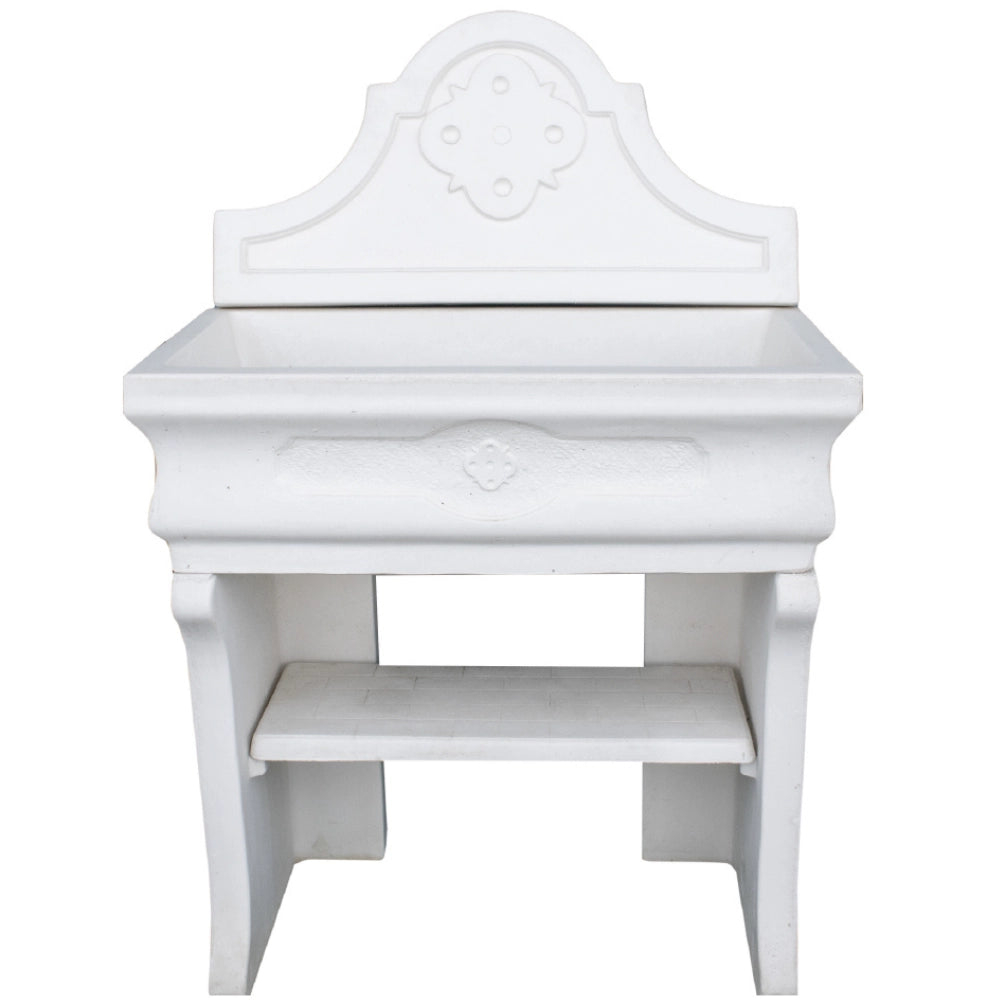 Pilozza lavabo bianca serie romantica cemento calcestruzzo 90 x 50 x h.28 cm