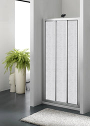 Porta doccia tre ante scorrevoli bilaterale acrilico argento satinato h185cm Merbo Tinez Argento satinato,76/82 cm