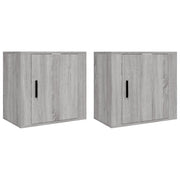 Set di 2 Comodini | Armadio da Notte | Mobiletto da notte a Muro Grigio Sonoma 50x30x47 cm
