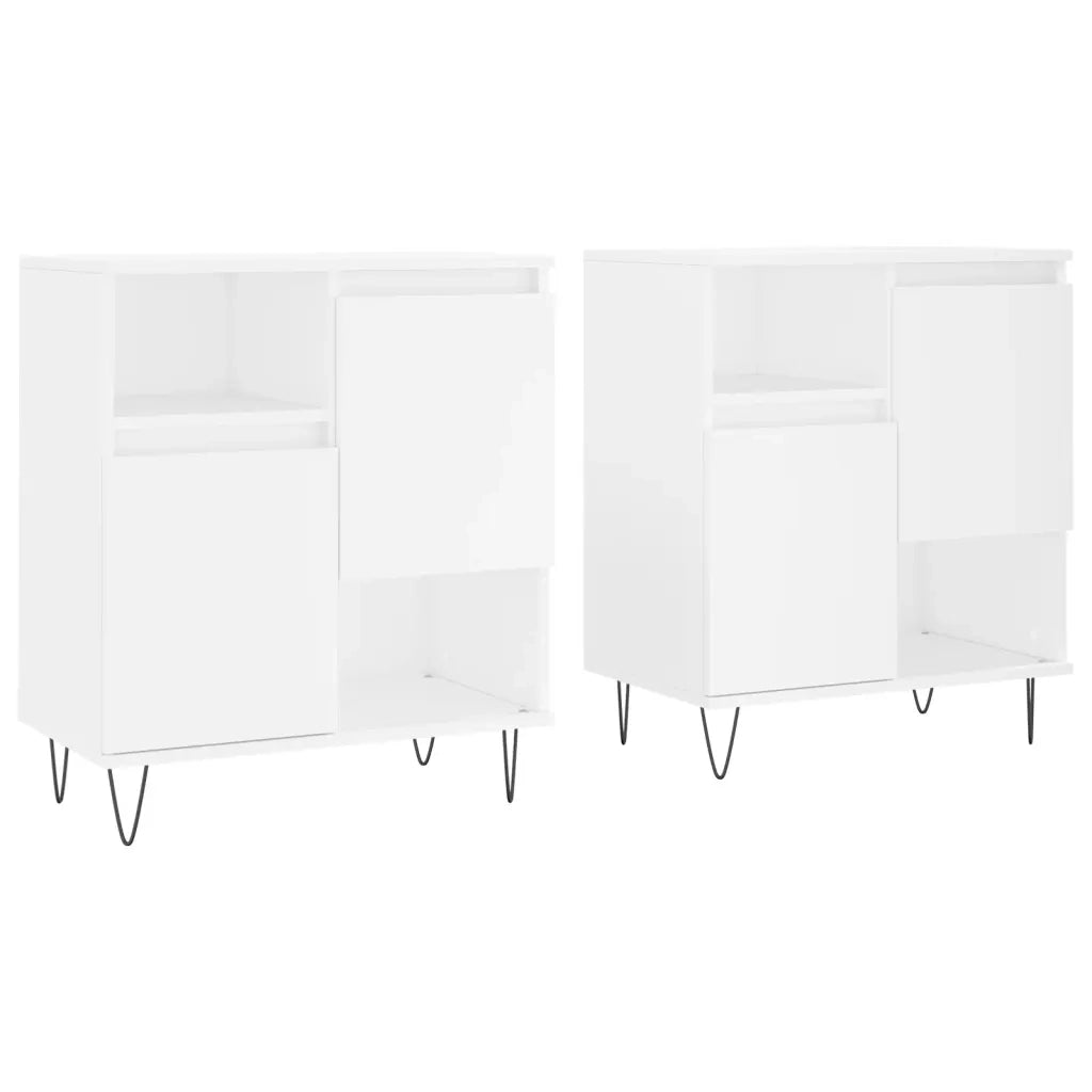 Credenze 2 pz | Madia | Buffet da pranzo | Armadio da pranzo Bianche in Legno Multistrato
