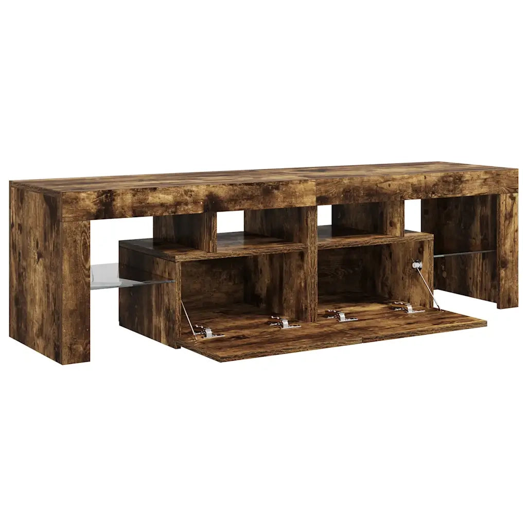 Mobile Porta TV con Luci LED Rovere Fumo 60x38,5x48 cm 822641