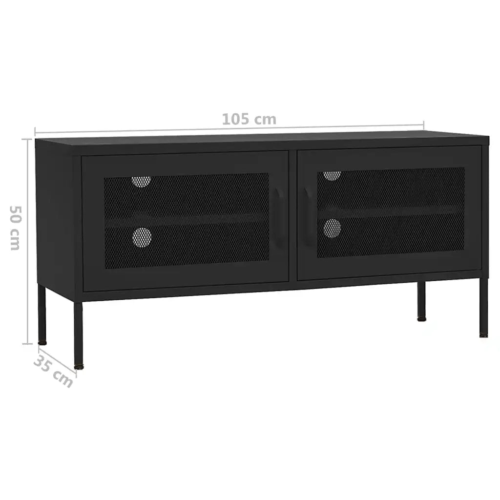 Mobile TV-Credenza per TV Nero 105x35x50 cm in Acciaio