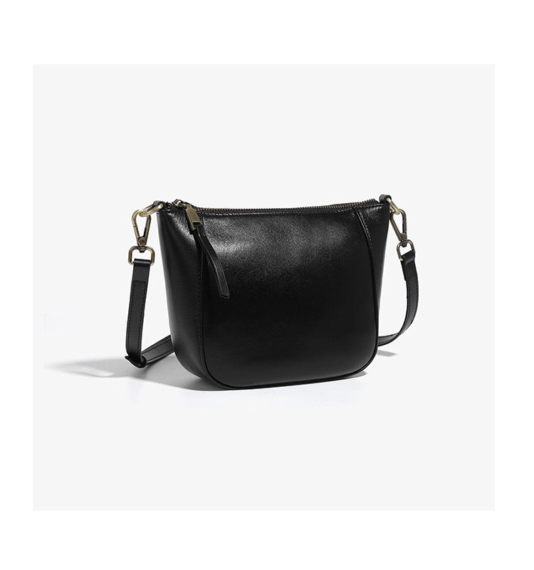 Borsa a tracolla da donna in vera pelle, elegante borsa tote nera
