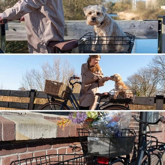 Porta bagagli per bicicletta, portabicicletta con portadoghe, porta bagagli metallico con kit di montaggio, resistente all'usura - nero