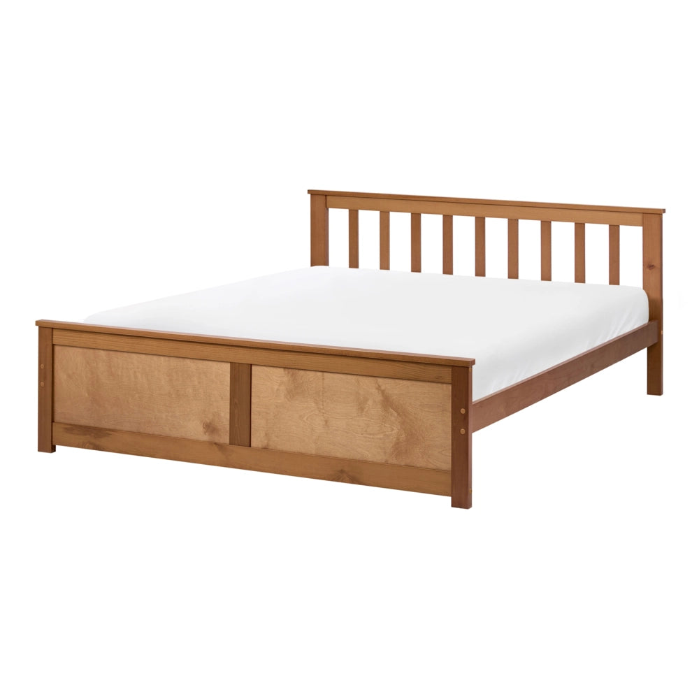 Letto matrimoniale in pino MDF con rete a doghe 120 x 200 cm in marrone stile minimalista scandinavo
