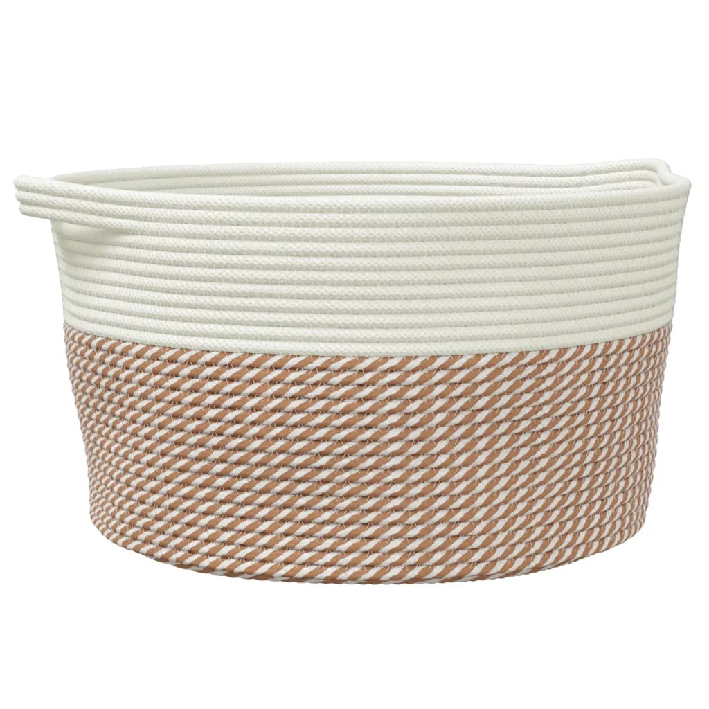 Cestino Portaoggetti Marrone e Bianco Ã˜40x25 cm in Cotonecod mxl 84703
