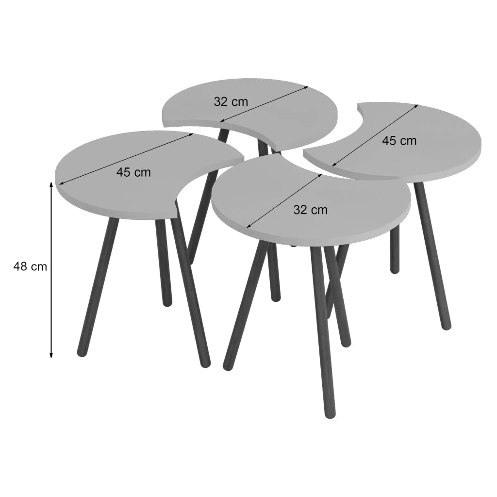 Set di 4 tavolini da caffè impilabili 48 x 77 x 77 cm bianco / effetto legno 03_0008526