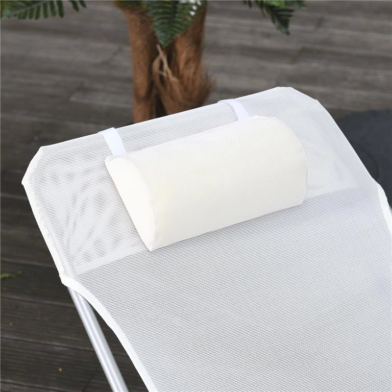 SDRAIO DA GIARDINO PIEGHEVOLE CON SCHIENALE RECLINABILE  E CUSCINO, IN METALLO E TEXTELINE, 182X56X28 CM, CREMA