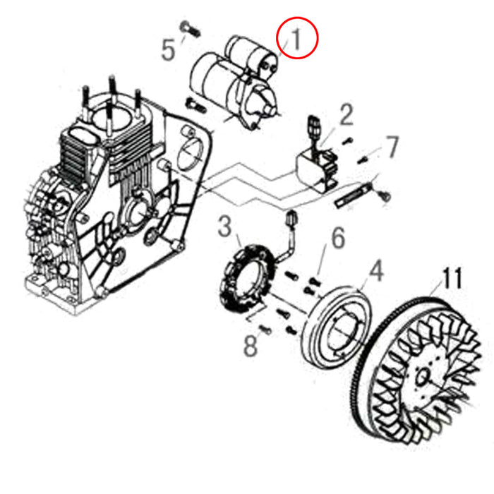 Pezzo di ricambio LIFAN Motorino di avviamento per motori diesel da 10 CV