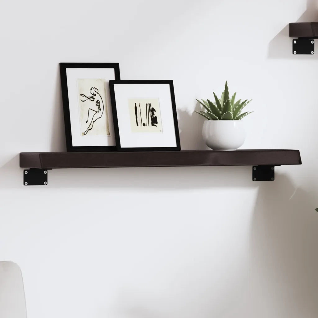 Ripiano Muro Marrone Scuro 60x10x4 cm Massello Rovere Trattato 363759