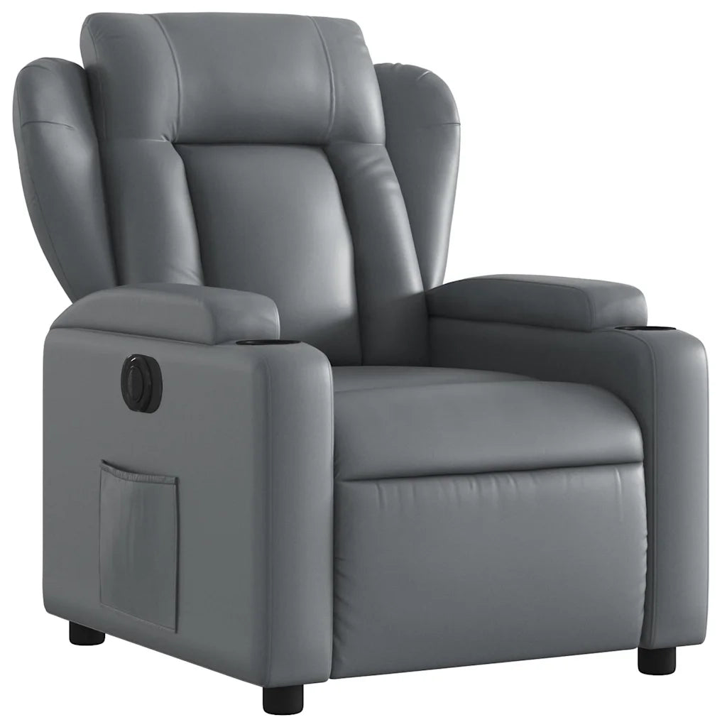 Poltrona Reclinabile Elettrica Grigia in Similpelle 3204533