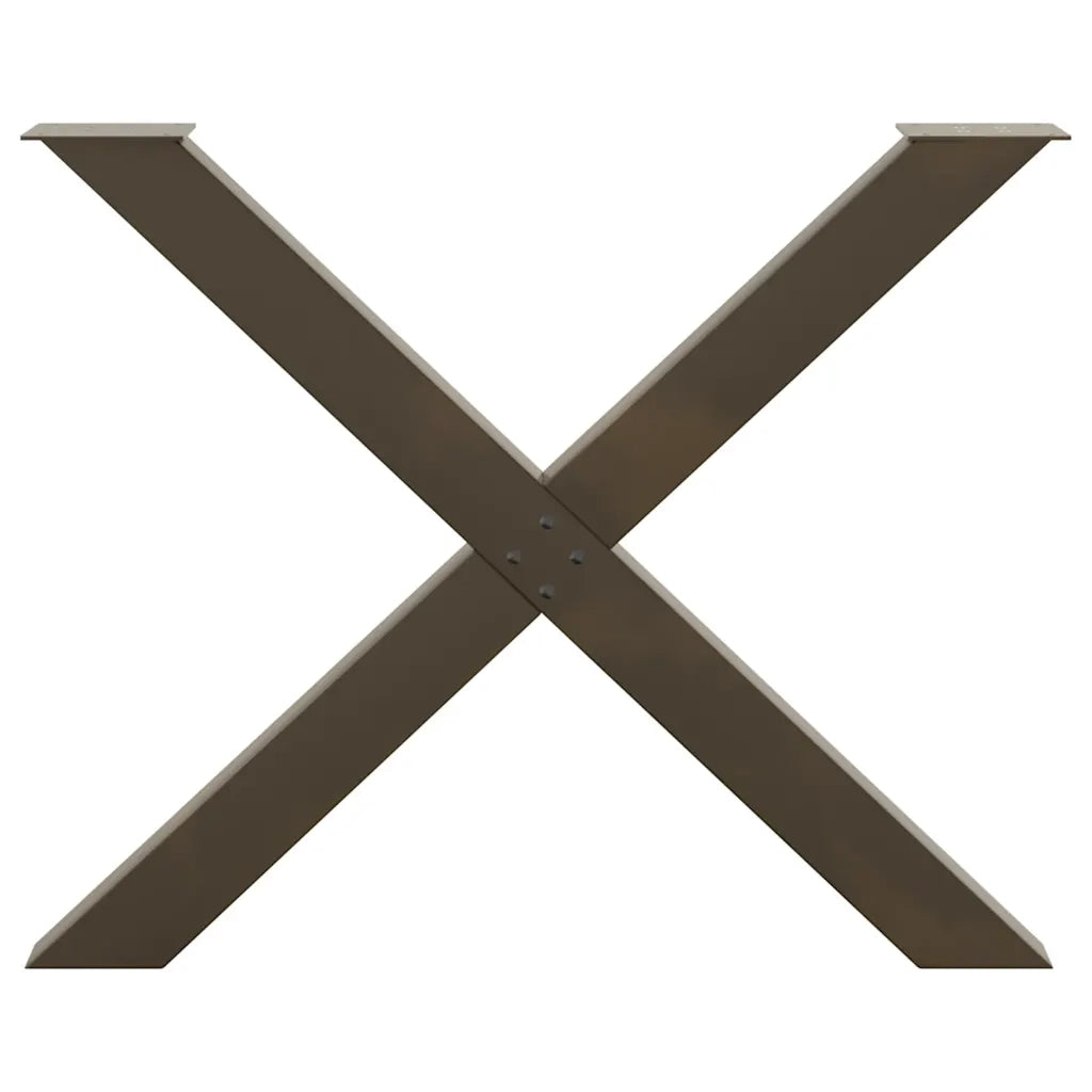 Gambe per tavolo da pranzo a forma di X 2 pz in acciaio naturale 90x(72-73) cm 4012987