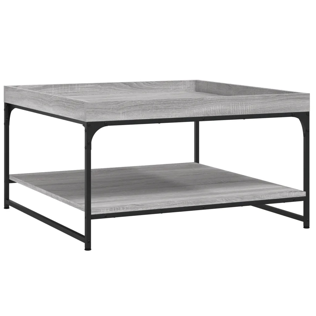 Tavolino Grigio Sonoma 80x80x45 cm in Legno Multistrato e Ferro 832816