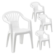 MAURY'S SET 4 SEDIE KONA IN RESINA CON SCHIENALE BASSO COLORE BIANCO DA ESTERNO E GIARDINO