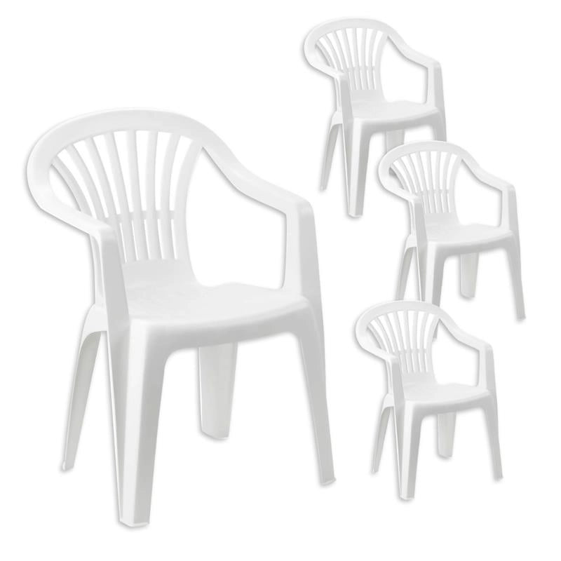 MAURY'S SET 4 SEDIE KONA IN RESINA CON SCHIENALE BASSO COLORE BIANCO DA ESTERNO E GIARDINO