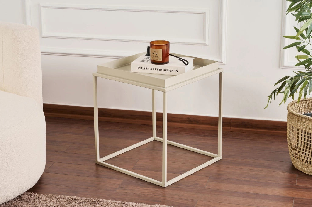 Tavolino in metallo "Koala" 45 x 45 x 52 cm - Taupe