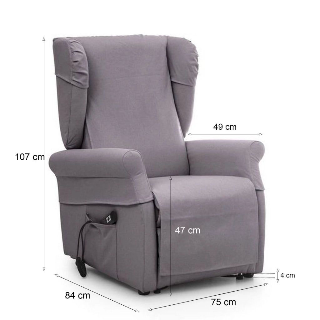 Poltroncina Treia, Poltrona Sfoderabile Made in Italy, 75x84x107h cm Grigio Chiaro
